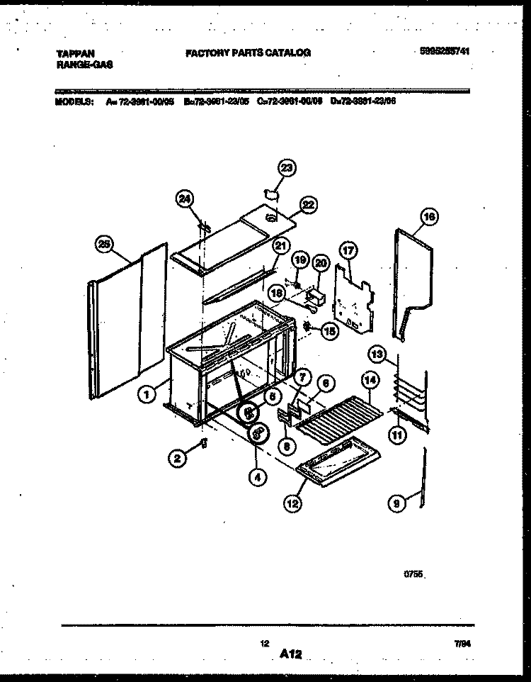 UPPER BODY PARTS Diagram and Parts List for 72-3981-00-06  Tappan Range