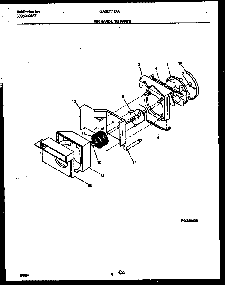AIR HANDLING PARTS Diagram and Parts List for GAC077T7A2  Gibson Air Conditioner