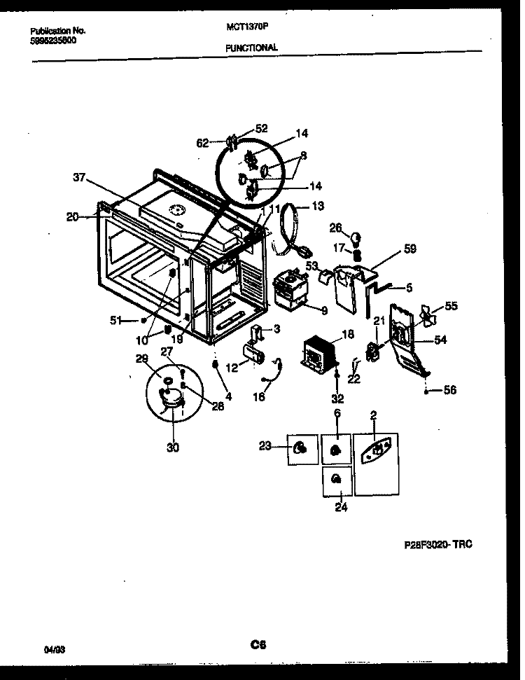 FUNCTIONAL PARTS Diagram and Parts List for MCT1370P4  Frigidaire Microwave