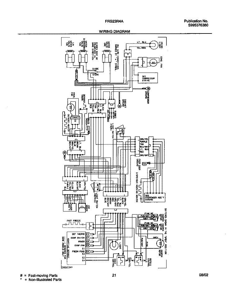 WIRING DIAGRAM Diagram and Parts List for FRS23R4AW8  Frigidaire Refrigerator