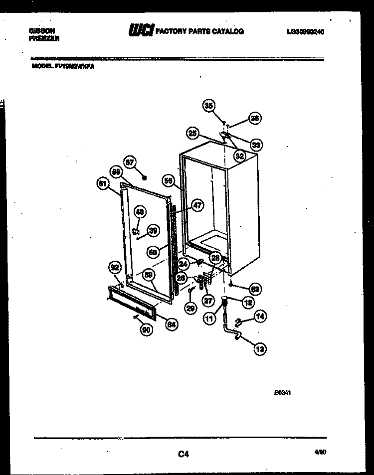 CABINET PARTS Diagram and Parts List for FV19M2WXFA  Gibson Freezer