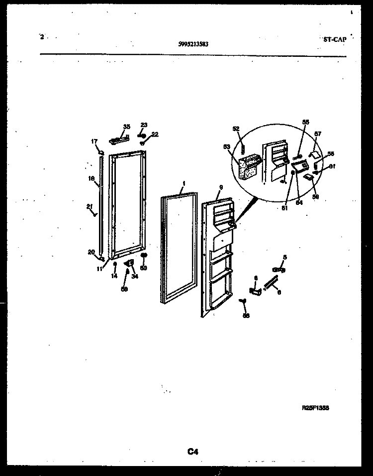 FREEZER DOOR PARTS Diagram and Parts List for RS229MCD3  Frigidaire Refrigerator