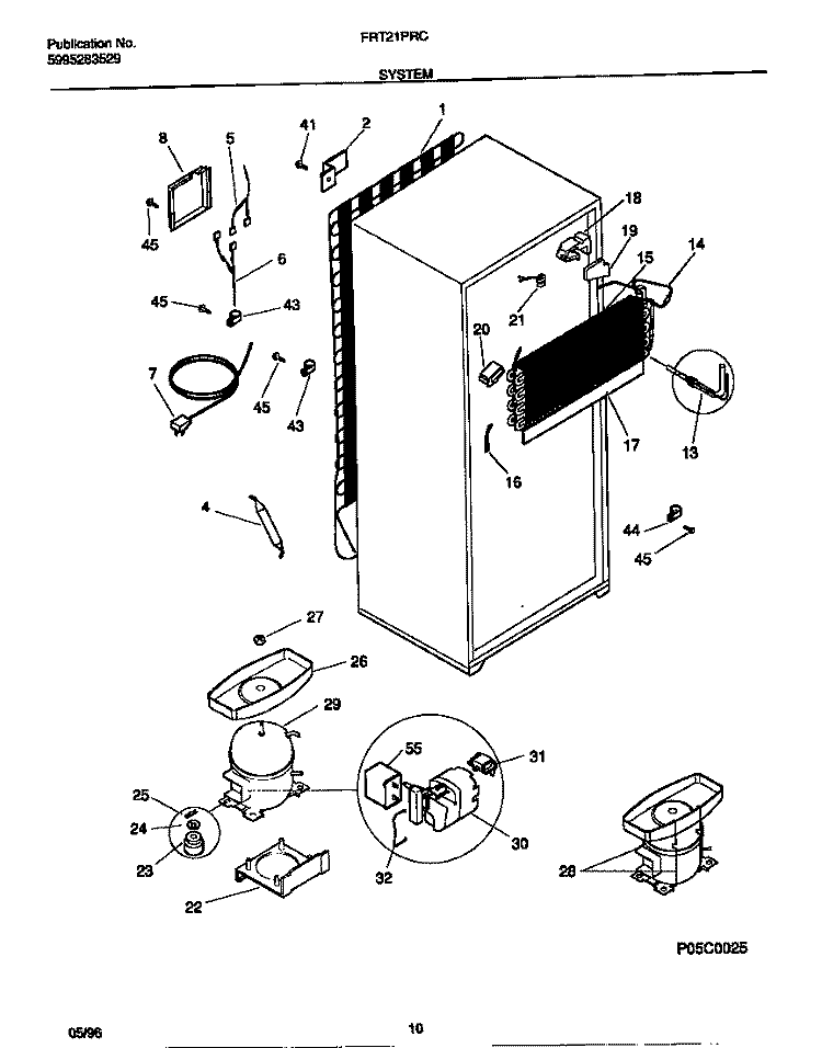 SYSTEM Diagram and Parts List for FRT21PRCW2  Frigidaire Refrigerator