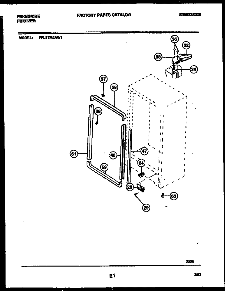 CABINET PARTS Diagram and Parts List for FFU17M2AW1  Frigidaire Freezer