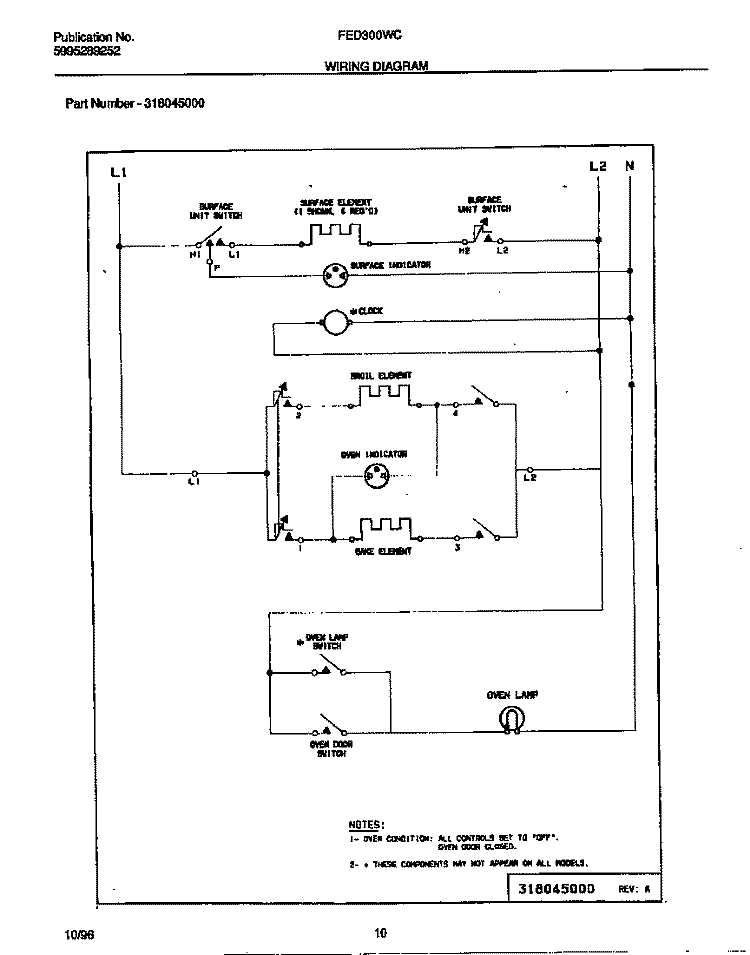 WIRING DIAGRAM Diagram and Parts List for FED300WCDG  Frigidaire Range