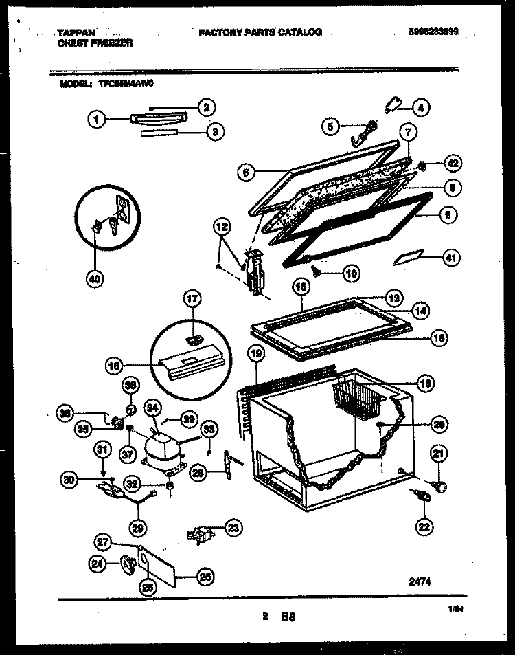 CHEST FREEZER PARTS Diagram and Parts List for TFC05M4AW0  Tappan Freezer