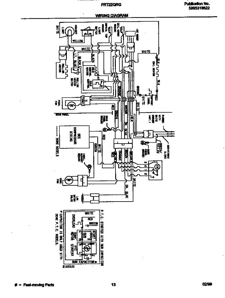 WIRING DIAGRAM Diagram and Parts List for FRT22QRGD3  Frigidaire Refrigerator