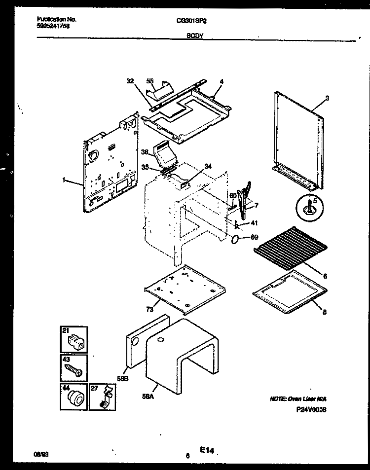 BODY PARTS Diagram and Parts List for CG301SP2D4  Frigidaire Range
