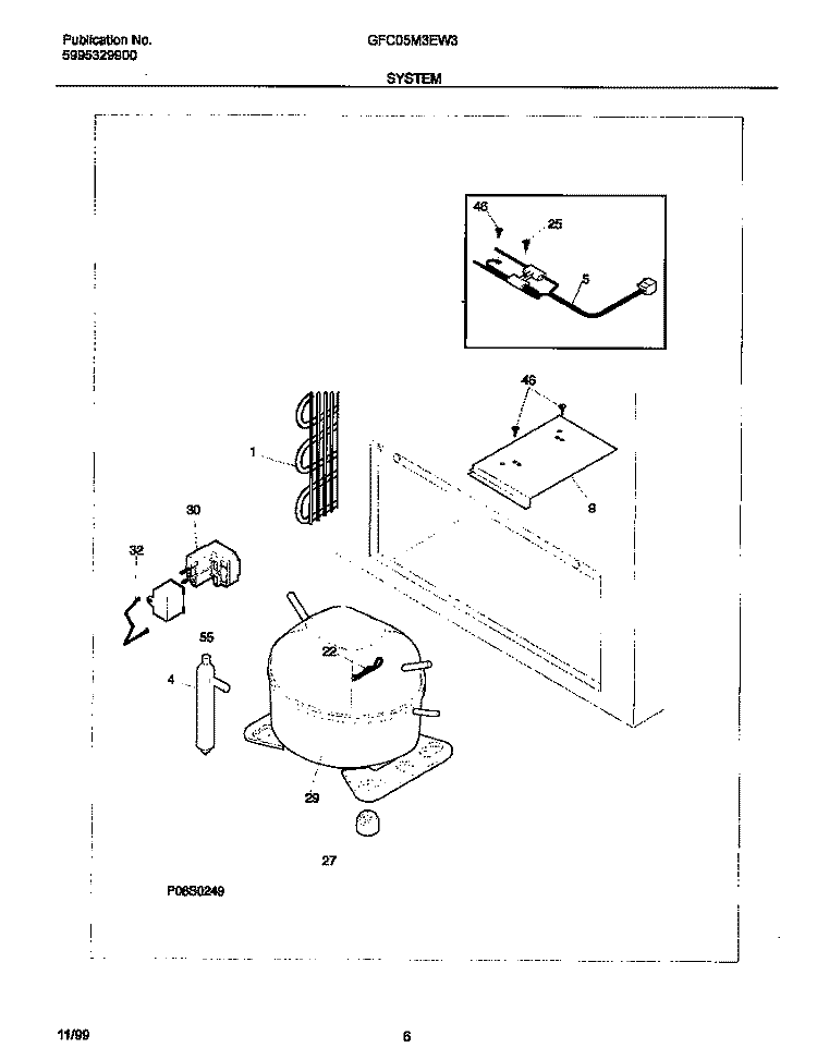 SYSTEM Diagram and Parts List for GFC05M3EW3  Gibson Freezer