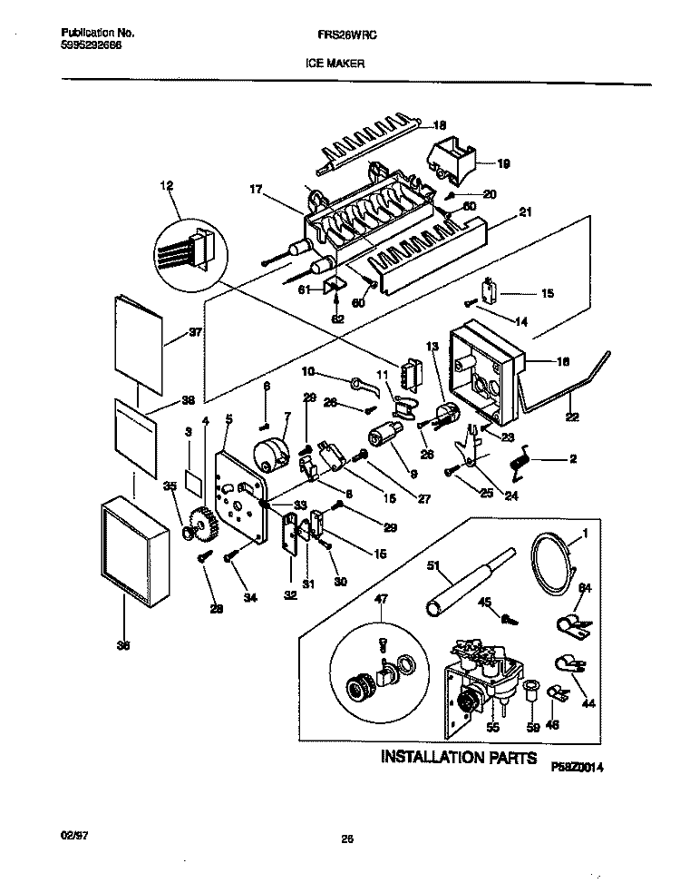 ICE MAKER Diagram and Parts List for FRS26WRCD6  Frigidaire Refrigerator