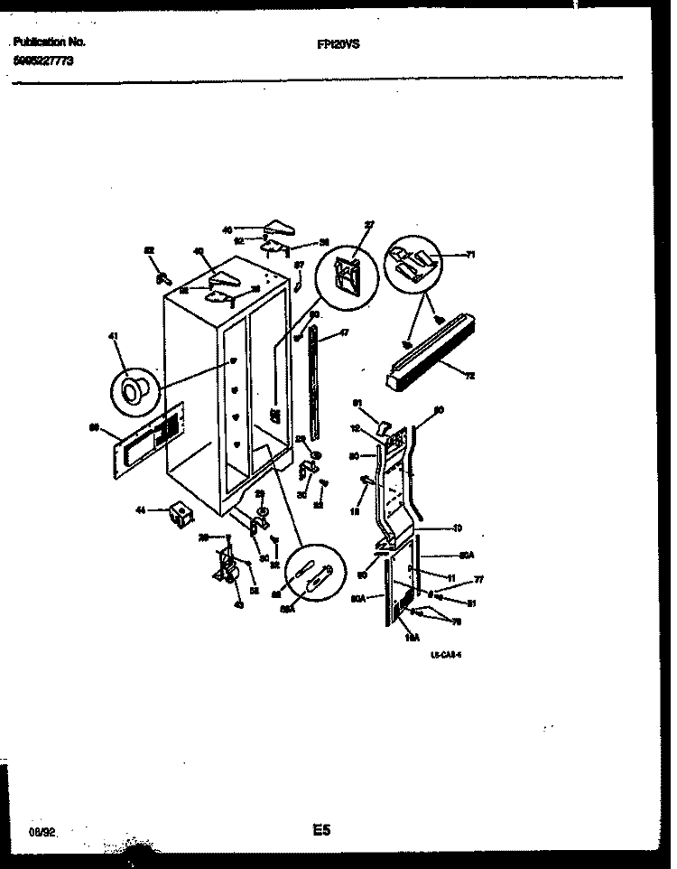 CABINET PARTS Diagram and Parts List for FPI20VSW0  Frigidaire Refrigerator