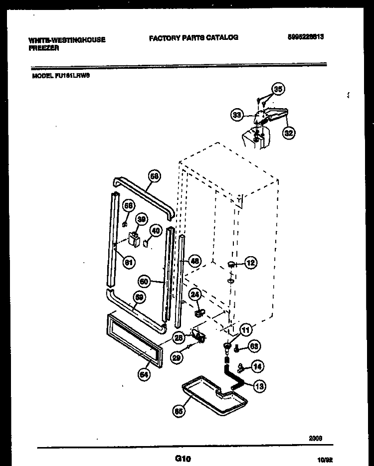 CABINET PARTS Diagram and Parts List for FU161LRW6  Frigidaire Freezer