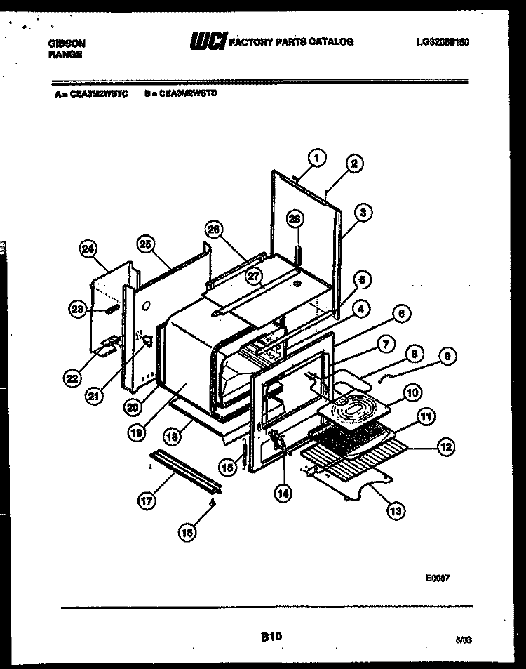 BODY PARTS Diagram and Parts List for CEA3M2WSTD  Gibson Range