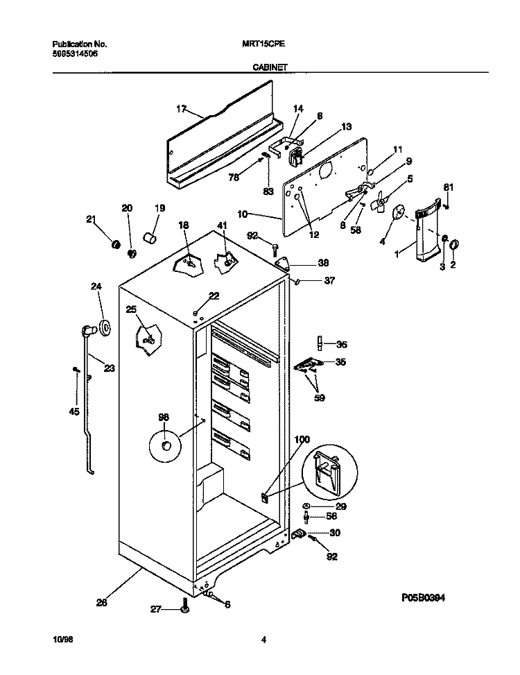 CABINET Diagram and Parts List for MRT15CPEW8  Frigidaire Refrigerator