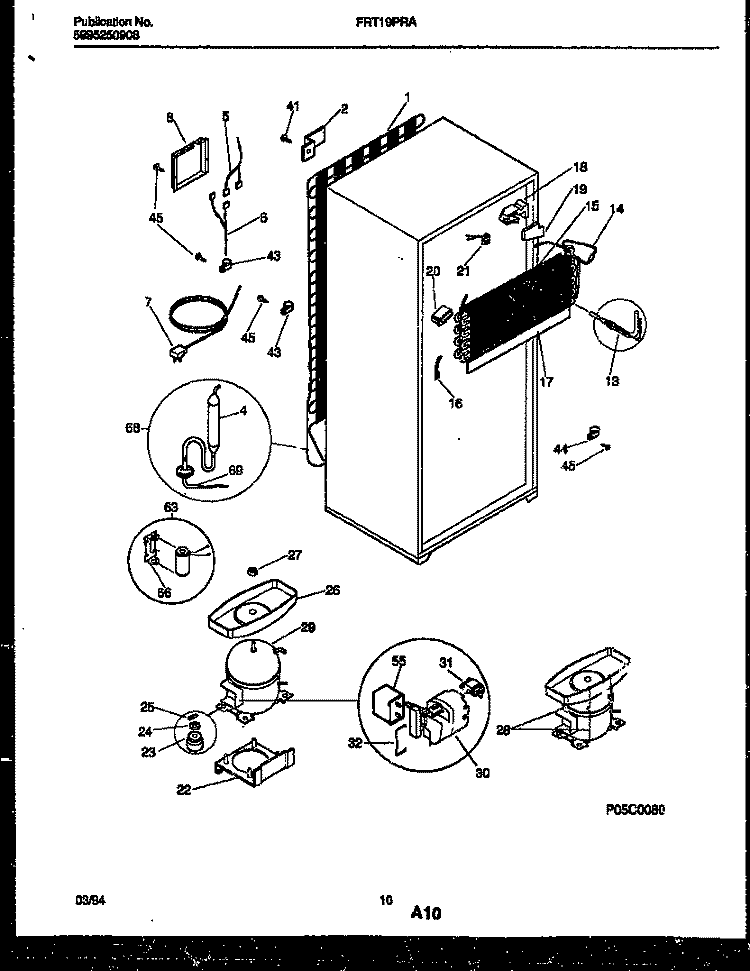 SYSTEM AND AUTOMATIC DEFROST PARTS Diagram and Parts List for FRT19PRAW0  Frigidaire Refrigerator
