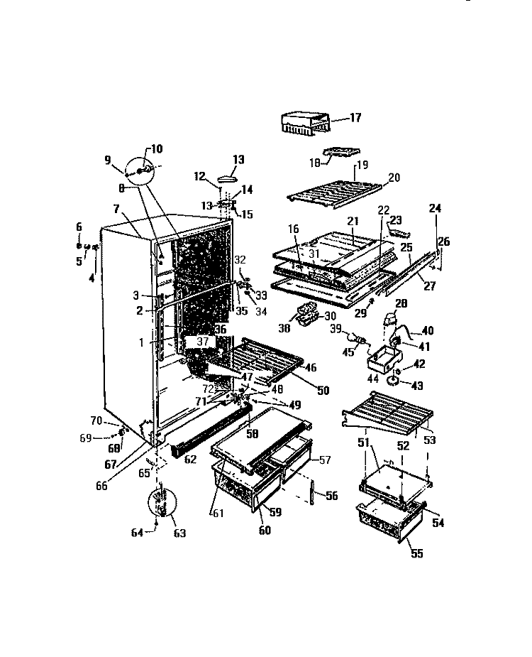 CABINET & SHELVING Diagram and Parts List for RT176GCD2  Frigidaire Refrigerator
