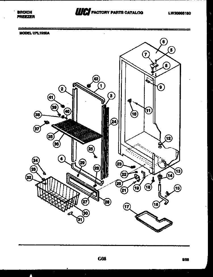 SHELVES AND SUPPORTS Diagram and Parts List for UFL1950A  Frigidaire Freezer