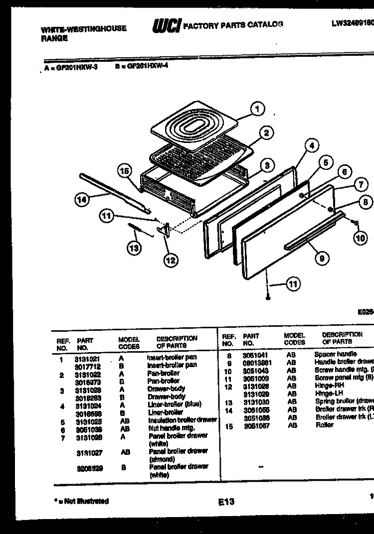 BURNER, MANIFOLD AND GAS CONTROL Diagram and Parts List for GF830HXD4  Frigidaire Range
