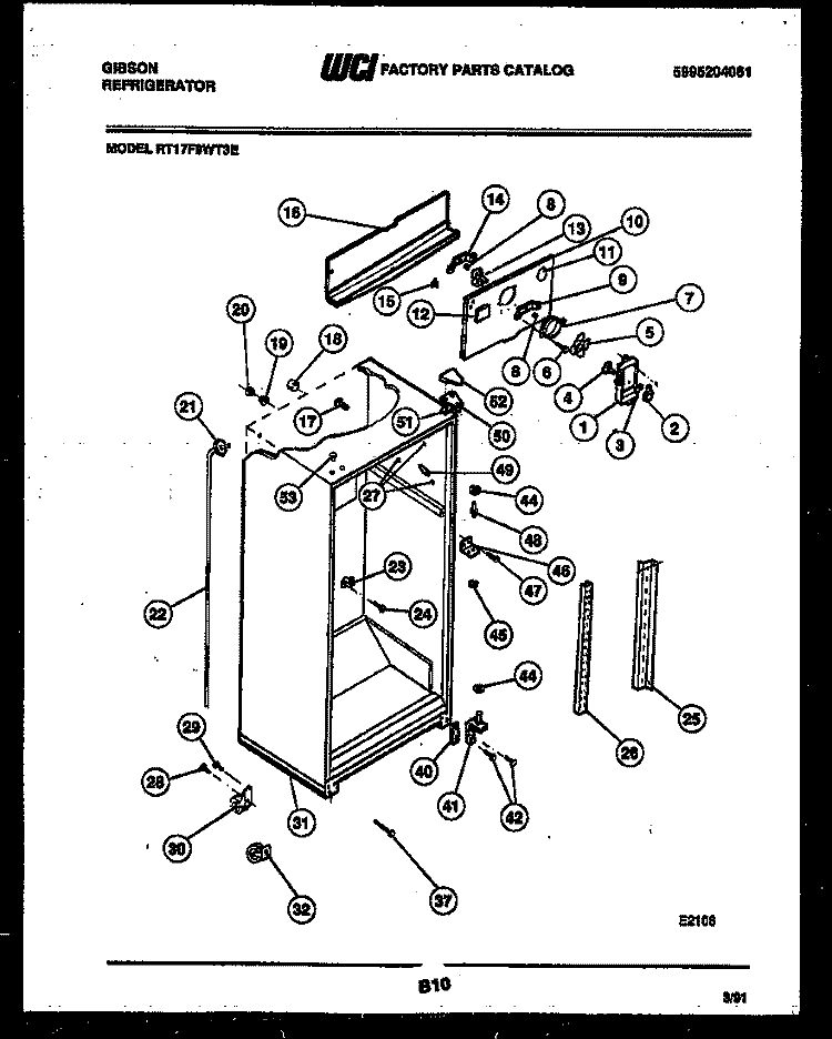 CABINET PARTS Diagram and Parts List for RT17F9WT3E  Gibson Refrigerator