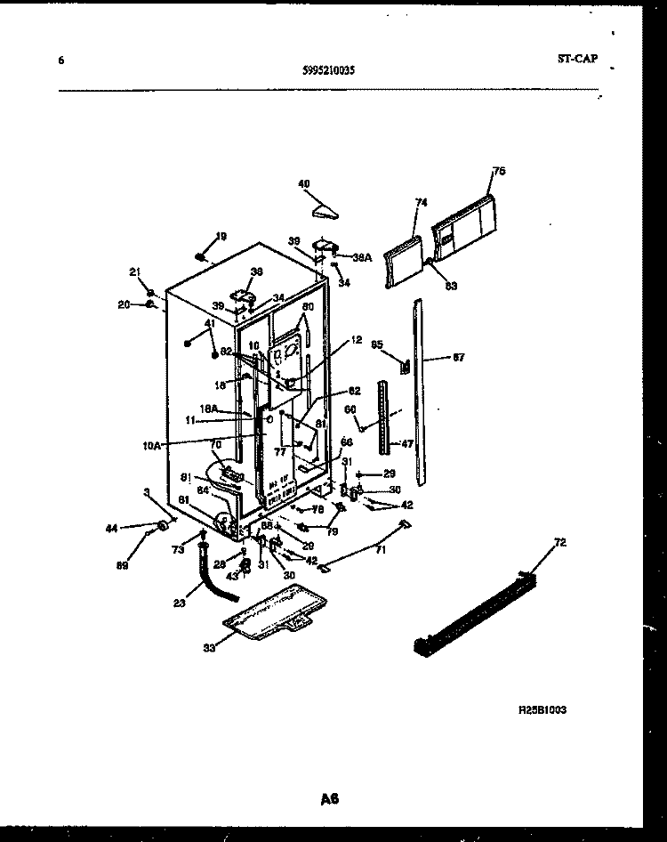 CABINET PARTS Diagram and Parts List for FPE22VPW0  Frigidaire Refrigerator