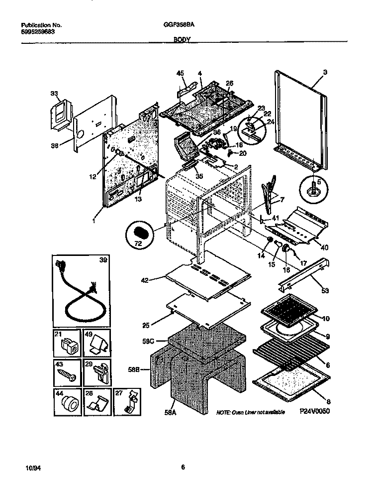 BODY Diagram and Parts List for GGF356BADB  Gibson Range