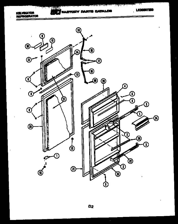 DOOR PARTS Diagram and Parts List for TSK180EN0W  Kelvinator Refrigerator