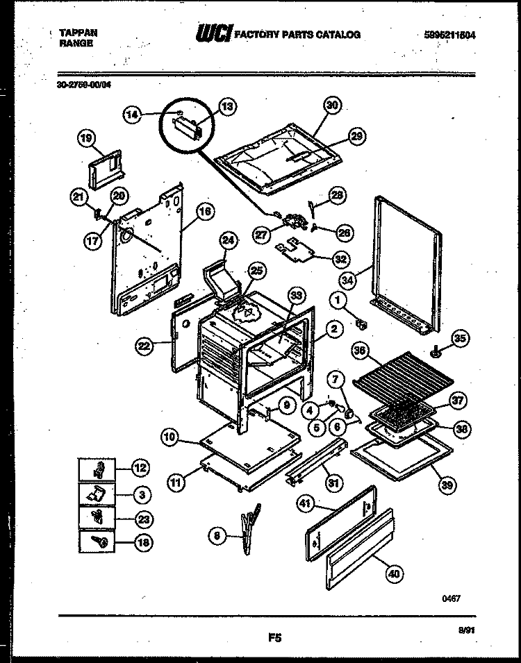 BODY PARTS Diagram and Parts List for 30-2759-00-04  Tappan Range