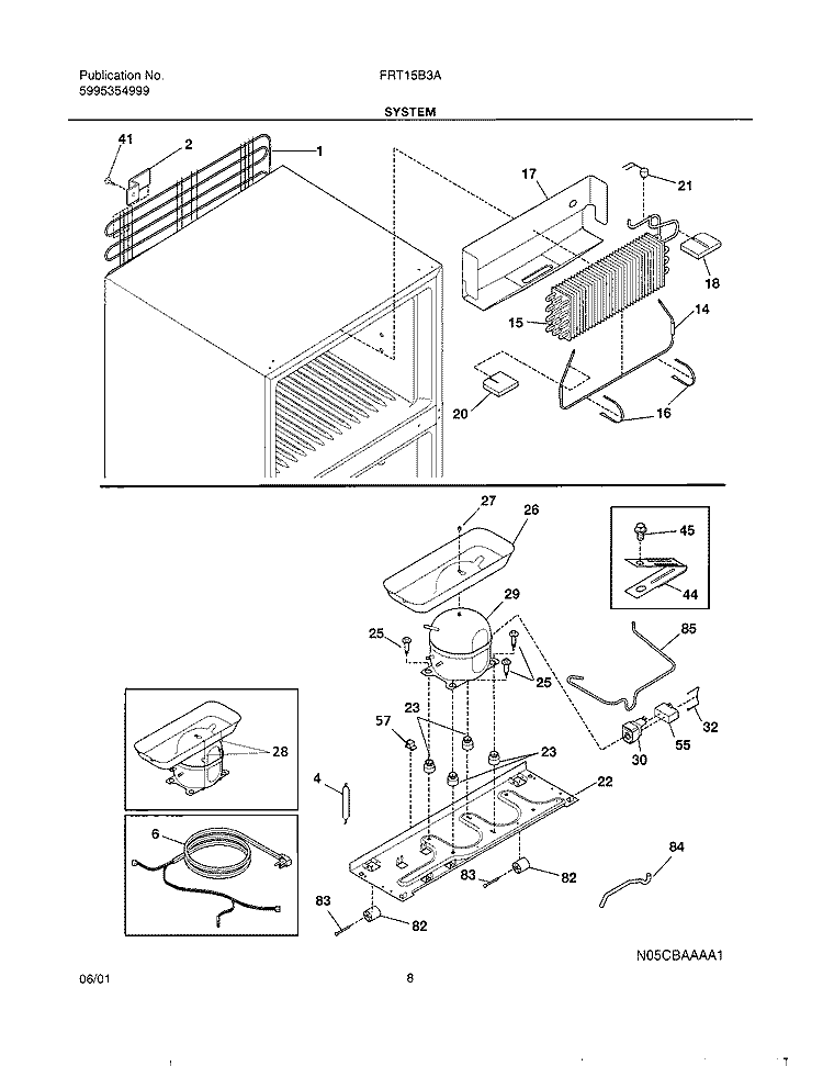 SYSTEM Diagram and Parts List for FRT15B3AQ1  Frigidaire Refrigerator