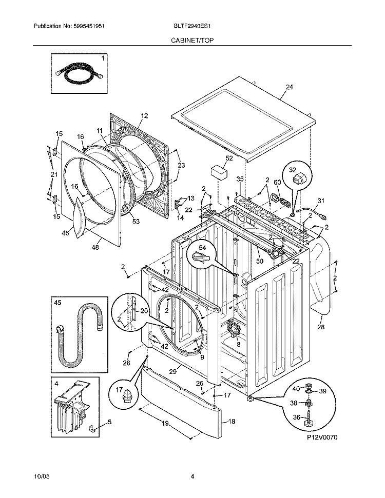 CABINET / TOP Diagram and Parts List for BLTF2940ES1  Frigidaire Washer