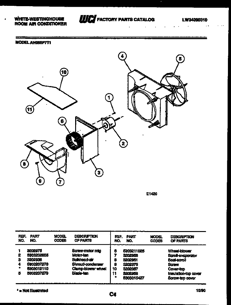 AIR HANDLING PARTS Diagram and Parts List for AH066P7T1  Frigidaire Air Conditioner
