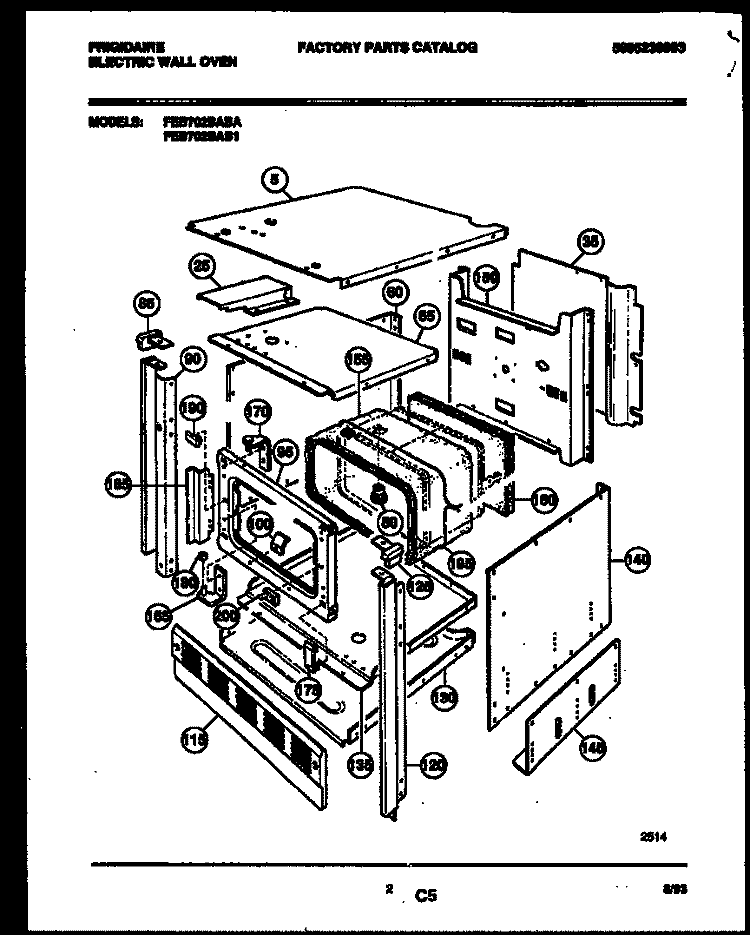 BODY PARTS Diagram and Parts List for FEB702BAB1  Frigidaire Wall Oven