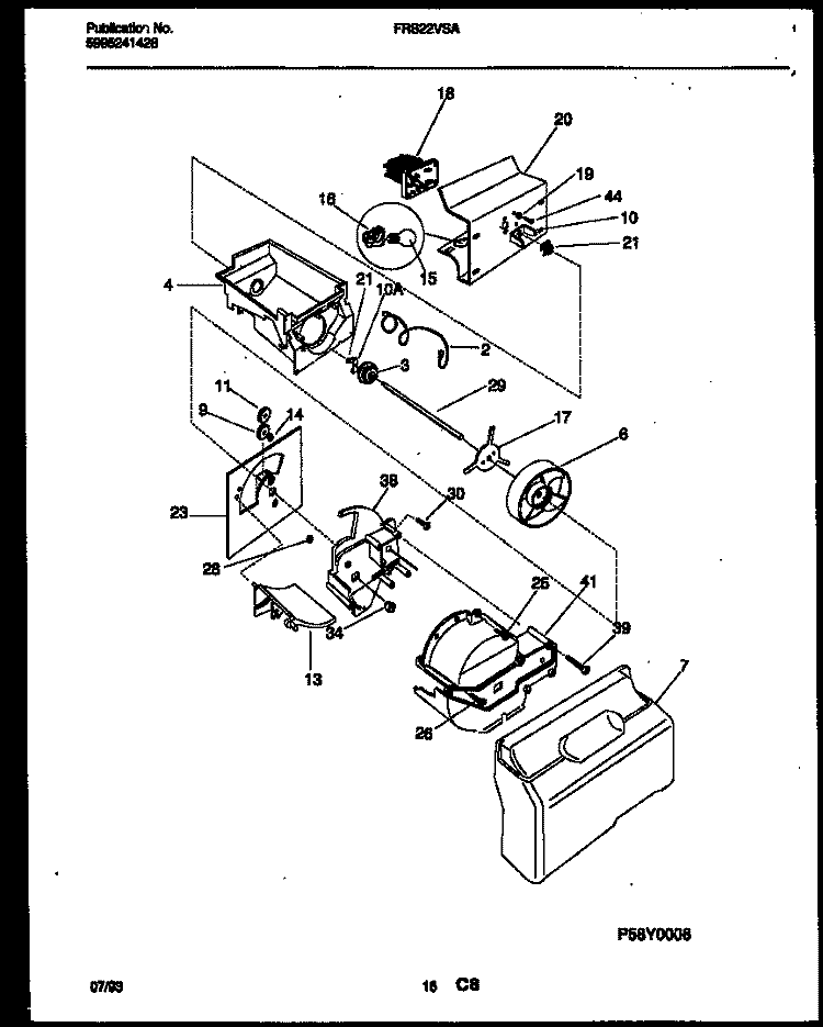 ICE DISPENSER Diagram and Parts List for FRS22VSAD0  Frigidaire Refrigerator