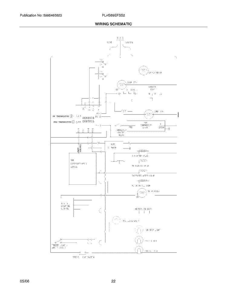 WIRING SCHEMATIC Diagram and Parts List for PLHS69EFSS2  Frigidaire Refrigerator