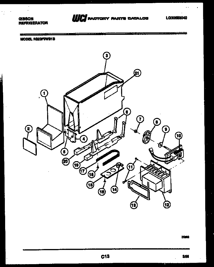 ICE DISPENSER Diagram and Parts List for RS22F9WS1B  Gibson Refrigerator