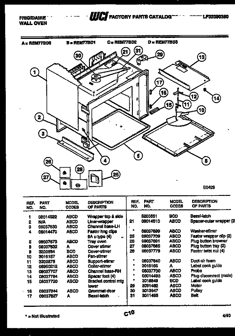 UPPER BODY PARTS Diagram and Parts List for REM77BDB0  Frigidaire Microwave Oven Combo