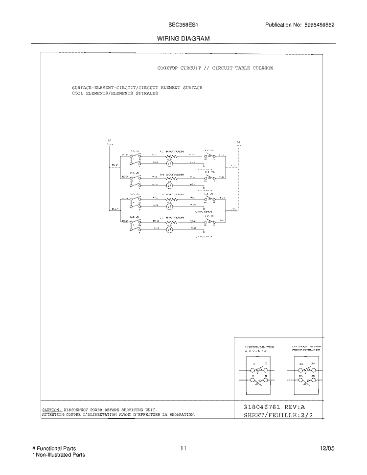 WIRING DIAGRAM Diagram and Parts List for BEC358ES1  Crosley Range