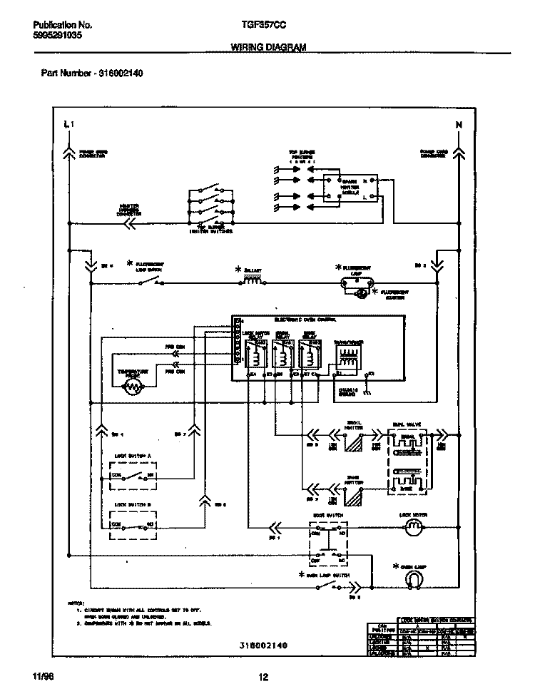 WIRING DIAGRAM Diagram and Parts List for TGF357CCTE  Tappan Range