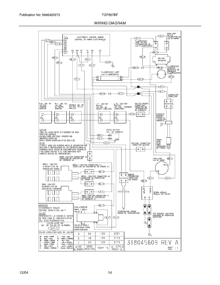 WIRING DIAGRAM Diagram and Parts List for TGF657BFB6  Tappan Range