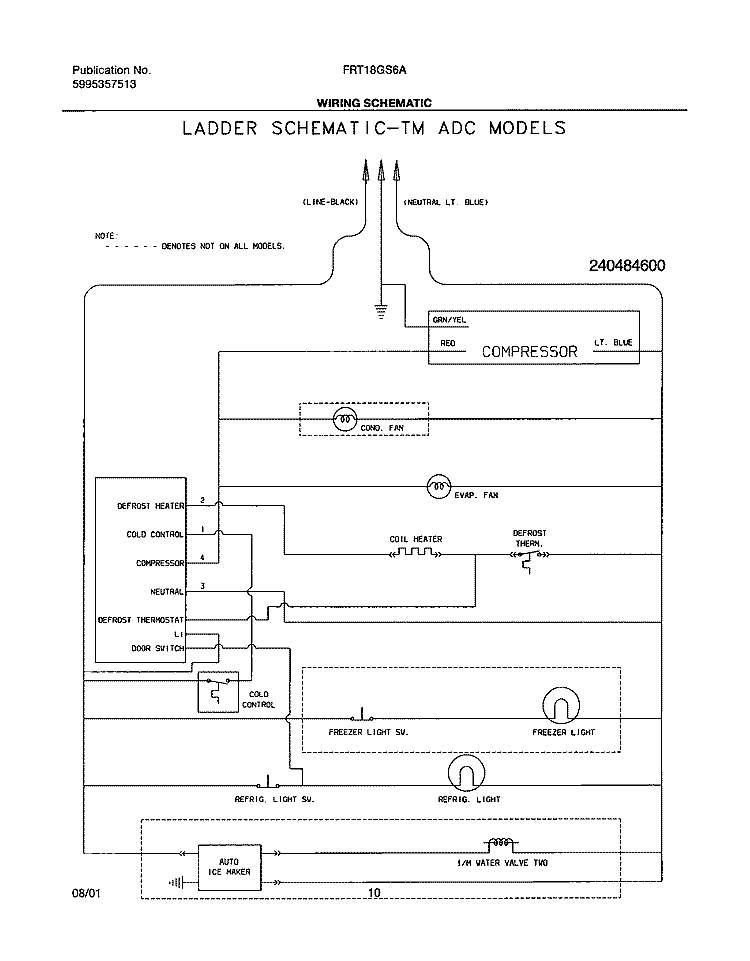 WIRING SCHEMATIC Diagram and Parts List for FRT18GS6AQ0  Frigidaire Refrigerator