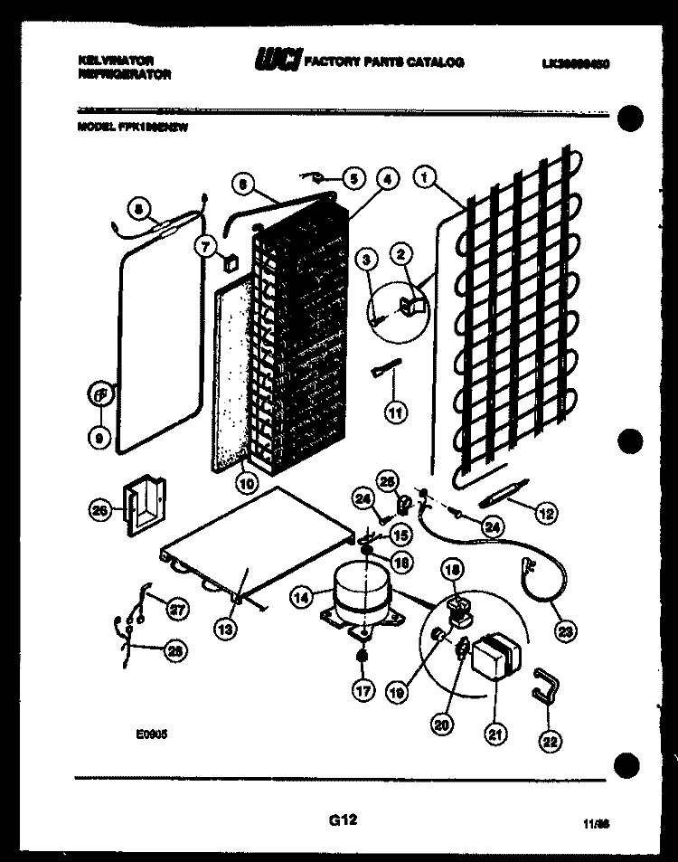 SYSTEM AND AUTOMATIC DEFROST PARTS Diagram and Parts List for FPK190EN2W  Kelvinator Refrigerator
