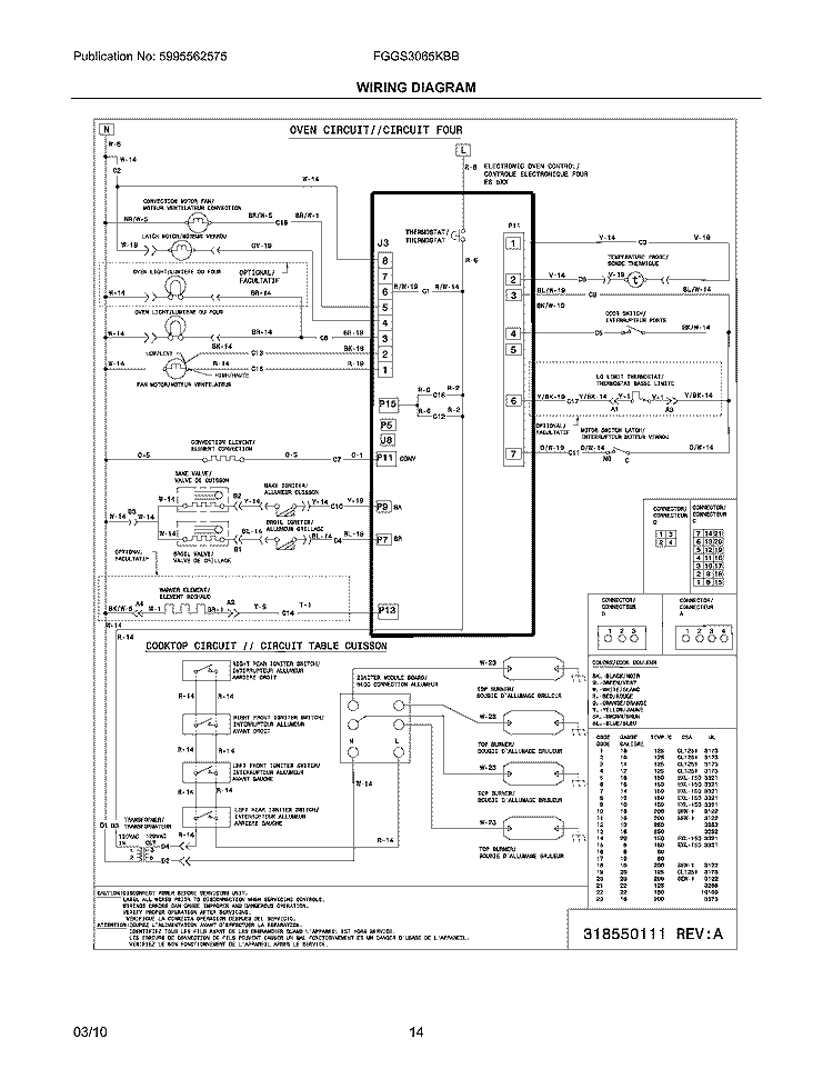 WIRING DIAGRAM Diagram and Parts List for FGGS3065KBB  Frigidaire Range