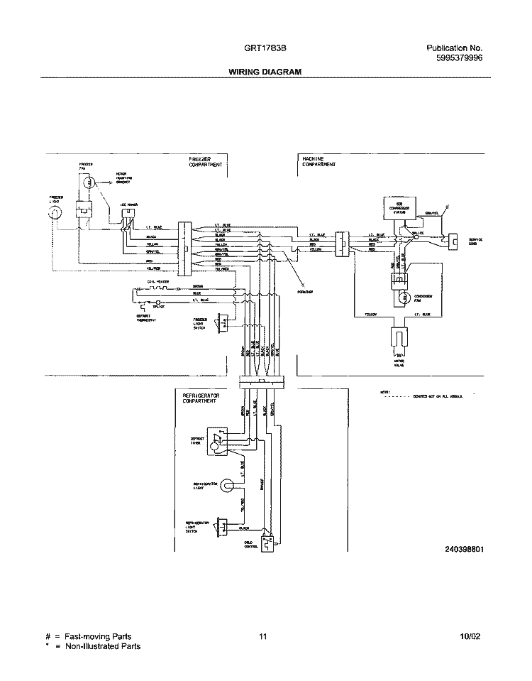 WIRING DIAGRAM Diagram and Parts List for GRT17B3BW1  Gibson Refrigerator
