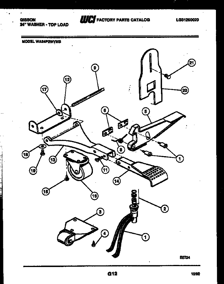 PORTABLE WASHER COMPONENTS Diagram and Parts List for WA24P2WVMB  Gibson Washer