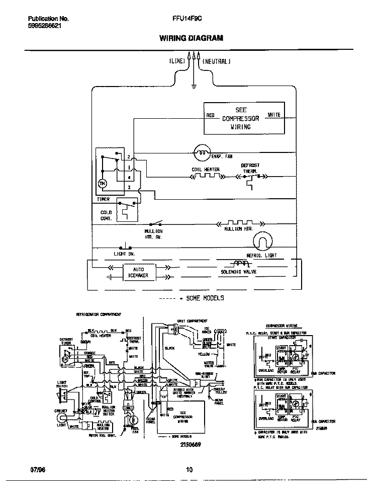 WIRING DIAGRAM Diagram and Parts List for FFU14F9CW3  Frigidaire Freezer