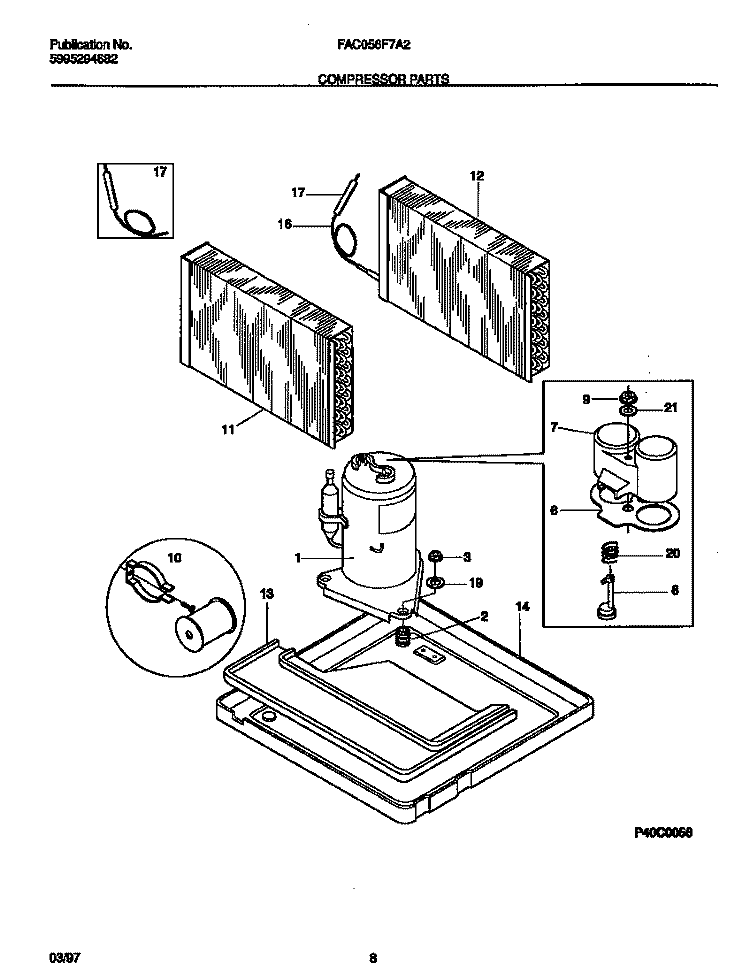 COMPRESSOR PARTS Diagram and Parts List for FAC056F7A2  Frigidaire Air Conditioner