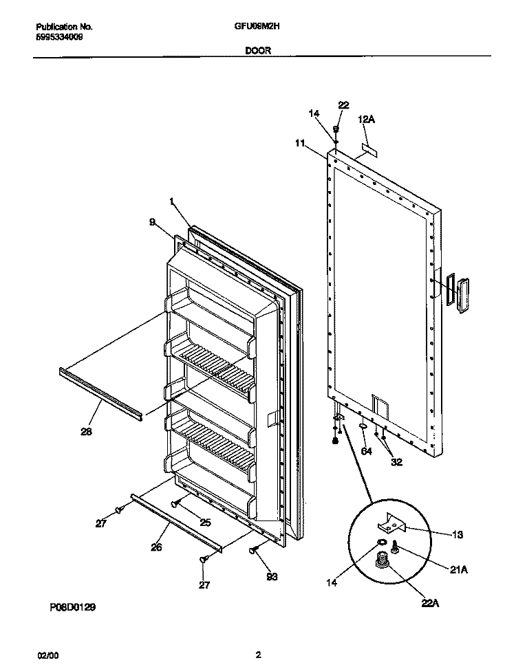 DOOR Diagram and Parts List for GFU09M2HW3  Gibson Freezer