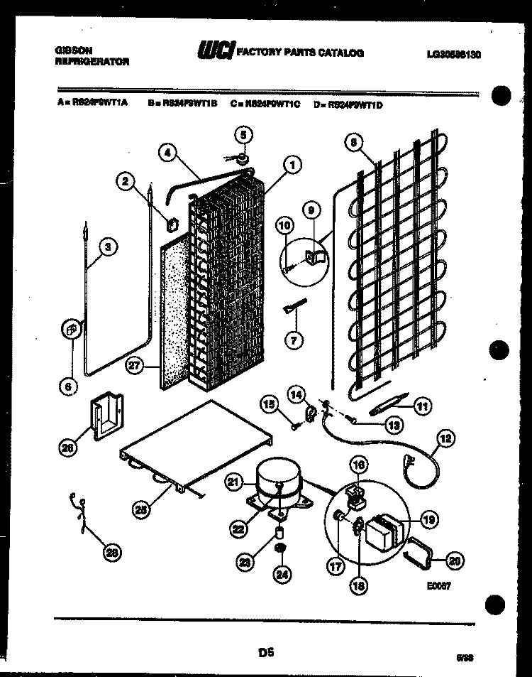 SYSTEM AND AUTOMATIC DEFROST PARTS Diagram and Parts List for RS24F9WT1A  Gibson Refrigerator