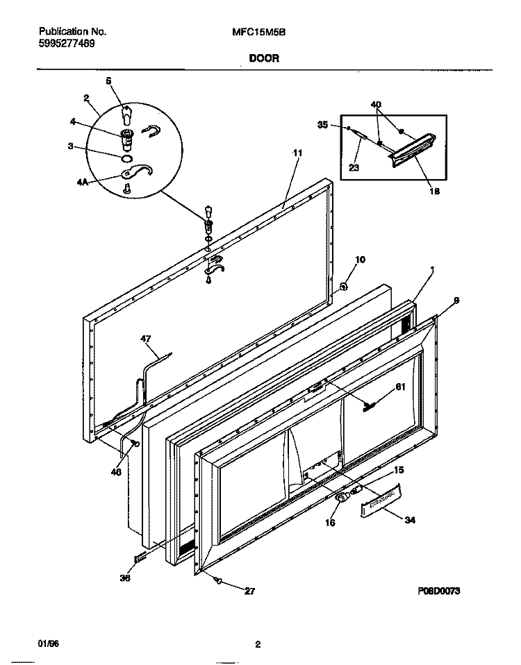 DOOR Diagram and Parts List for MFC15M5BW2  Frigidaire Freezer