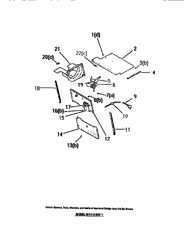 BLOWER MOTOR, TRANSFORMER, ELECTRIC Diagram and Parts List for MVH1150C1  Frigidaire Microwave