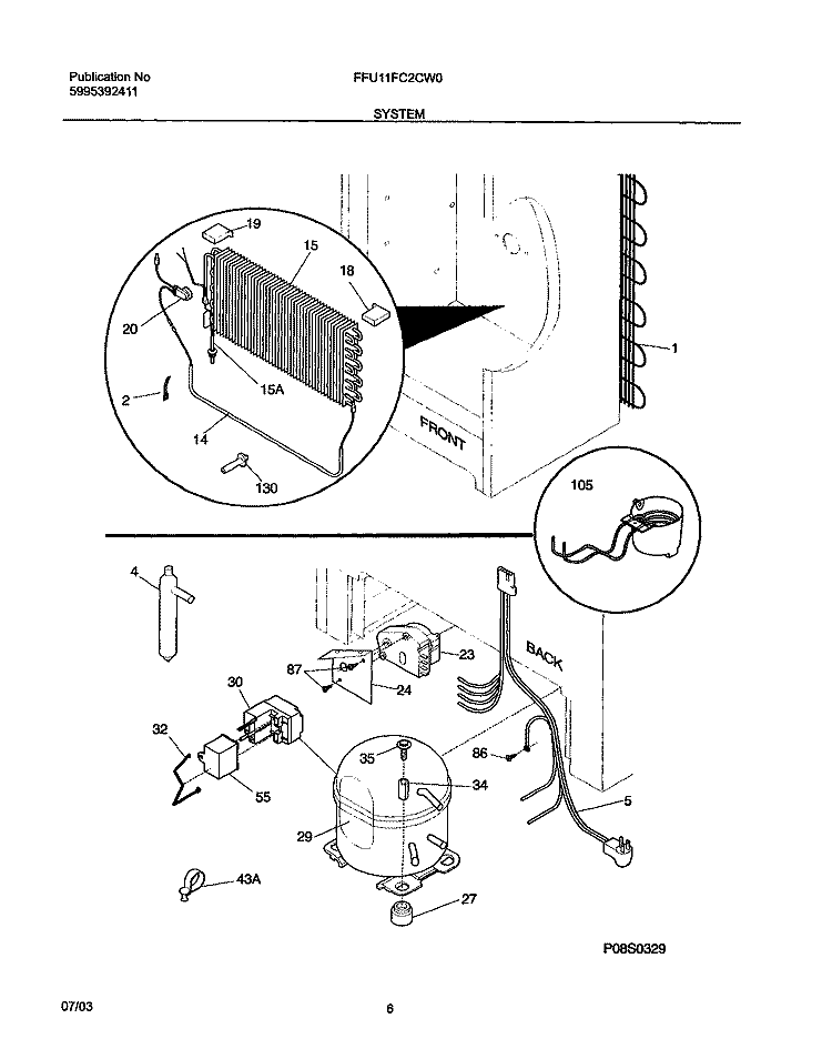 SYSTEM Diagram and Parts List for FFU11FC2CW0  Frigidaire Freezer